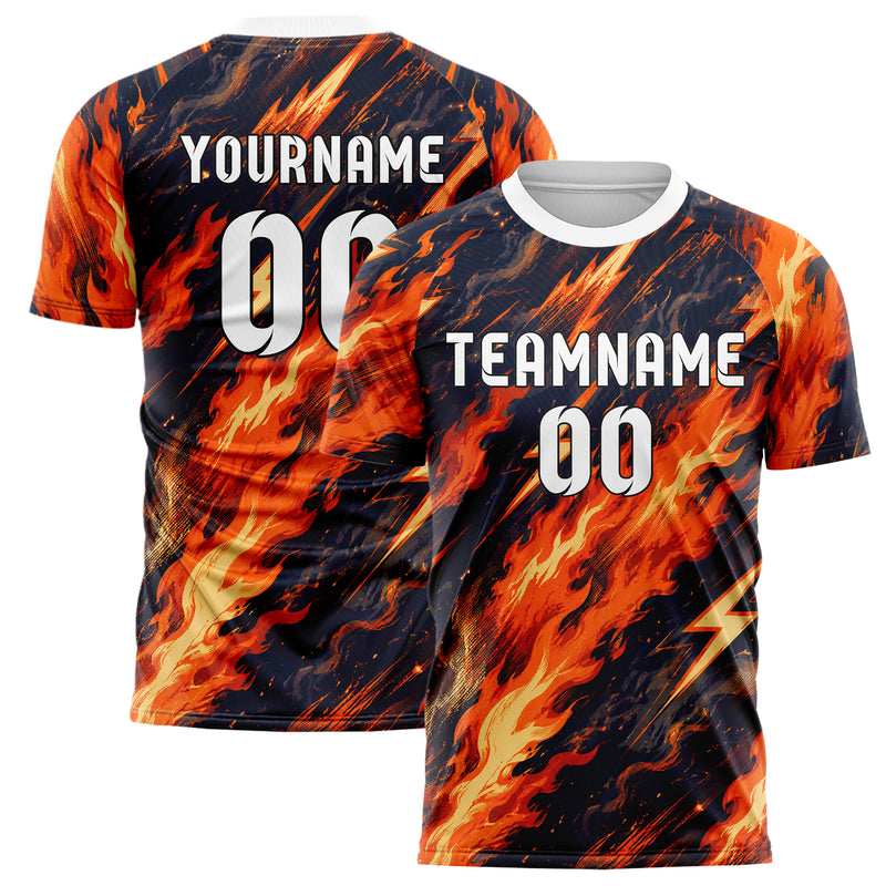 Bay Orange lebendiges Flammen Blitz aufsteigende Flammen Design 05-0063 individuelles Fußballtrikot main