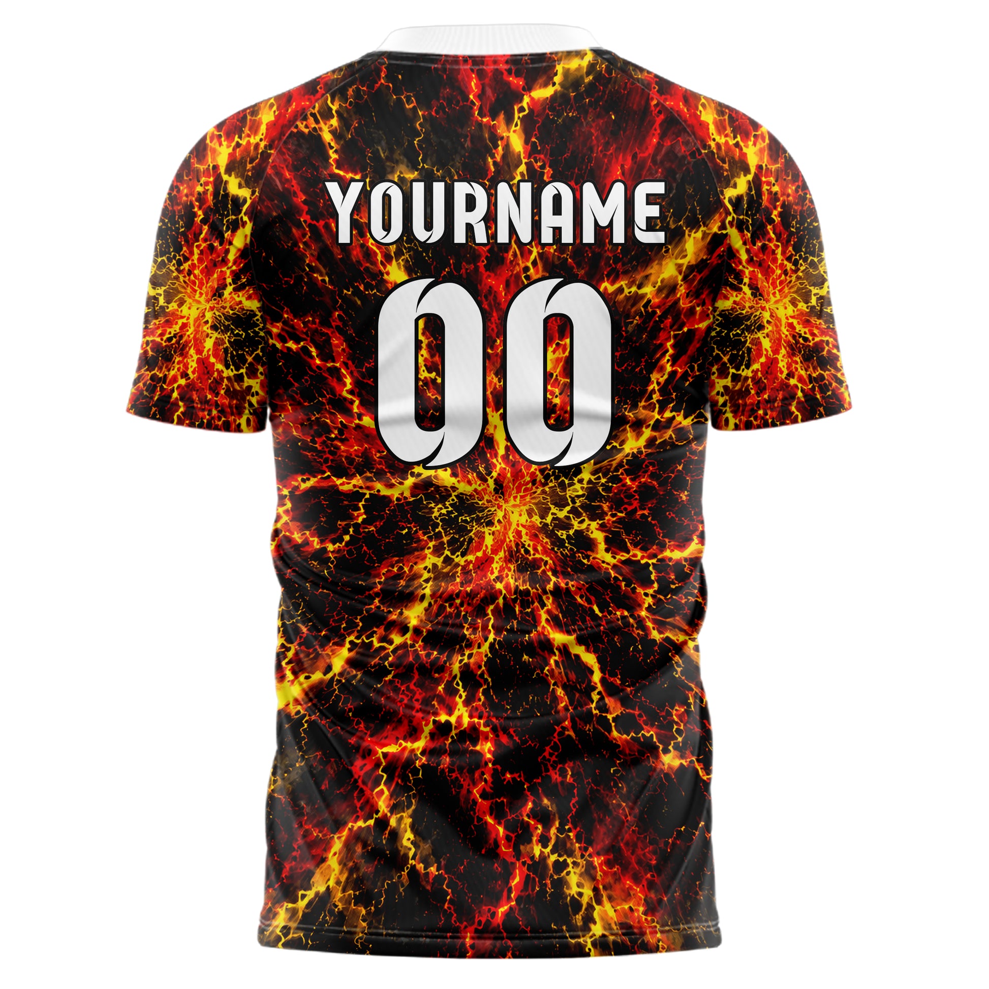 Schwarz lebendiges Flammen Blitz Lightning Cracks Design 05-0071 individuelles Fußballtrikot front