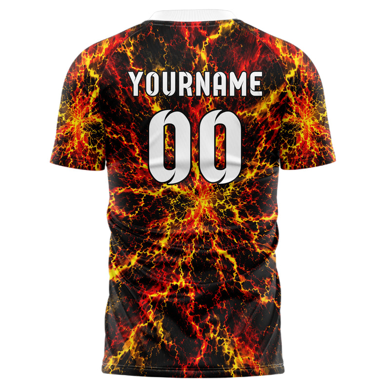 Schwarz lebendiges Flammen Blitz Lightning Cracks Design 05-0071 individuelles Fußballtrikot front