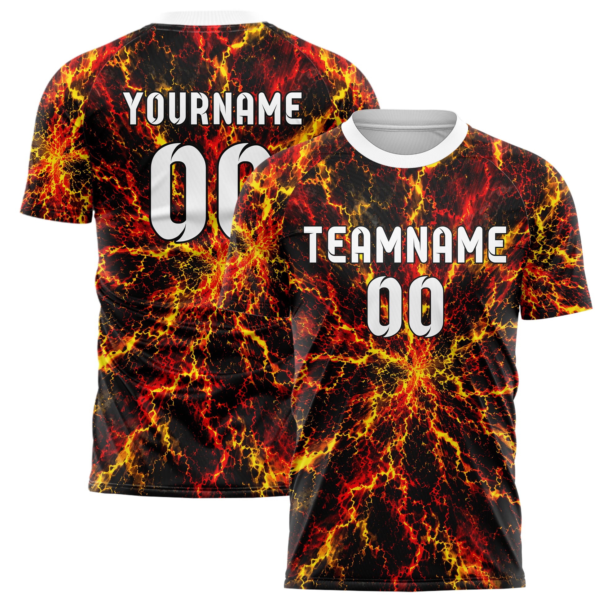 Schwarz lebendiges Flammen Blitz Lightning Cracks Design 05-0071 individuelles Fußballtrikot main