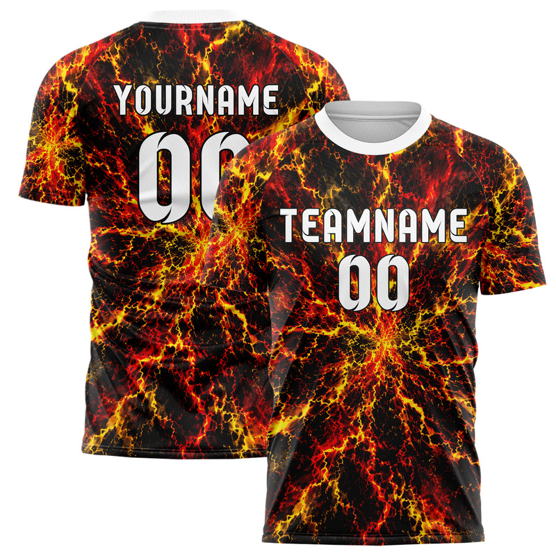 Schwarz lebendiges Flammen Blitz Lightning Cracks Design 05-0071 individuelles Fußballtrikot main