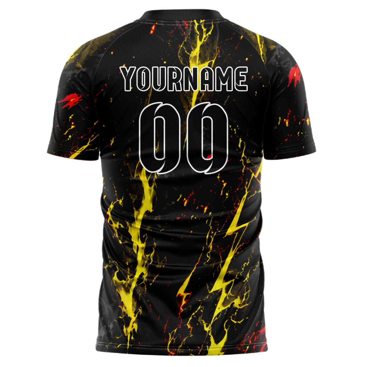 Schwarz lebendiges Flammen Blitz Smoke and Sparks Design 05-0062 individuelles Fußballtrikot back