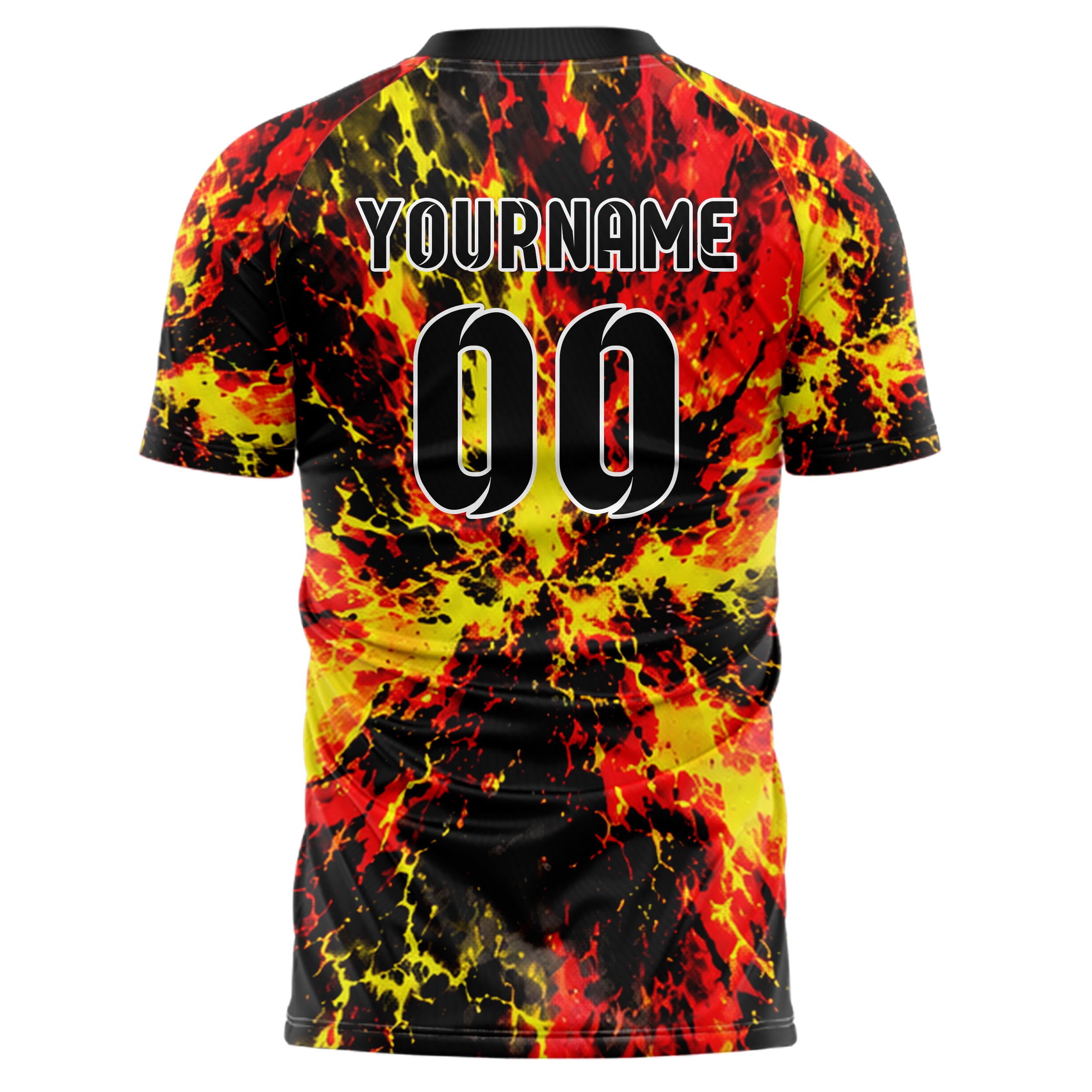 Schwarz lebendiges Flammen Blitz Smoke and Sparks Design 05-0086 individuelles Fußballtrikot back