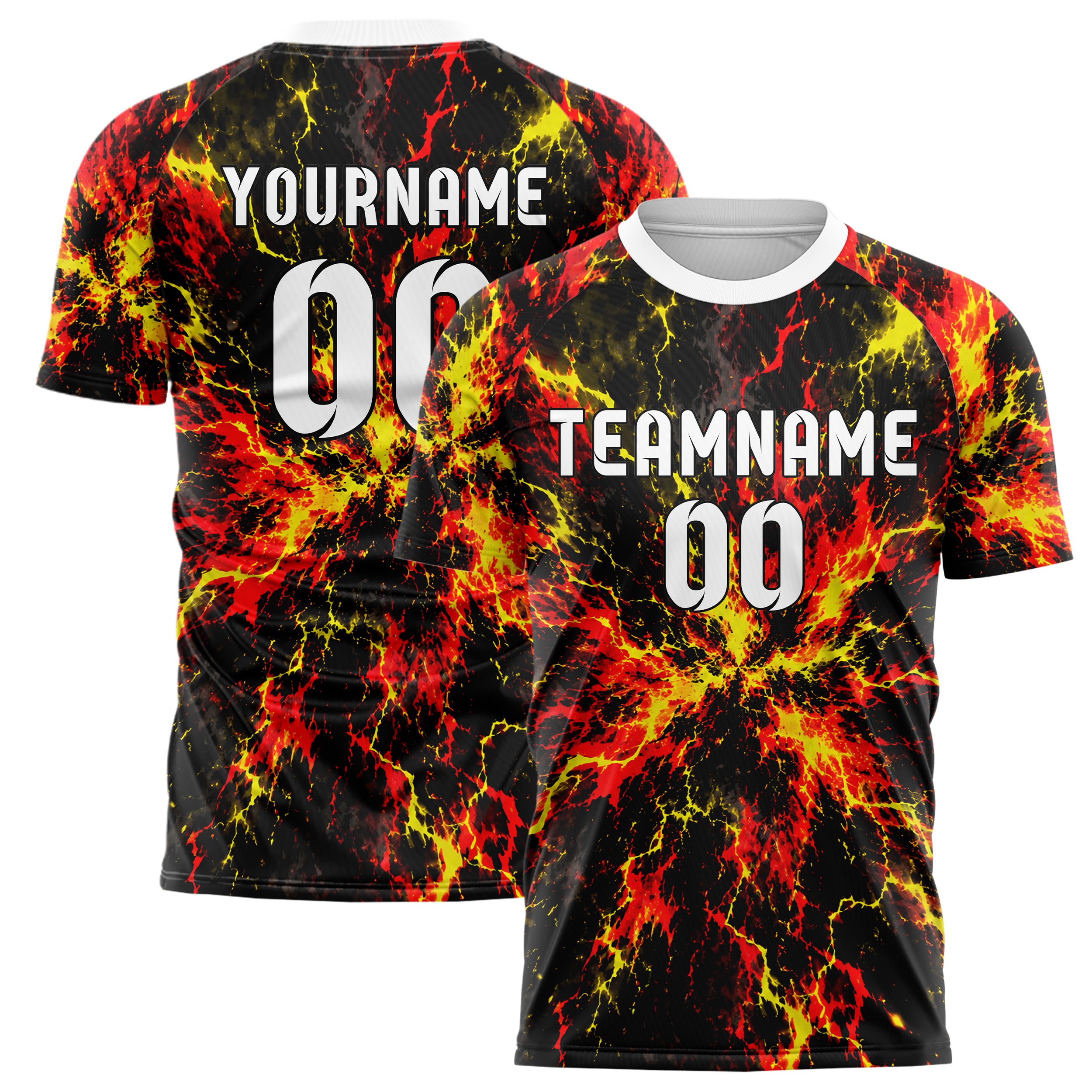 Schwarz lebendiges Flammen Blitz Smoke and Sparks Design 05-0086 individuelles Fußballtrikot main