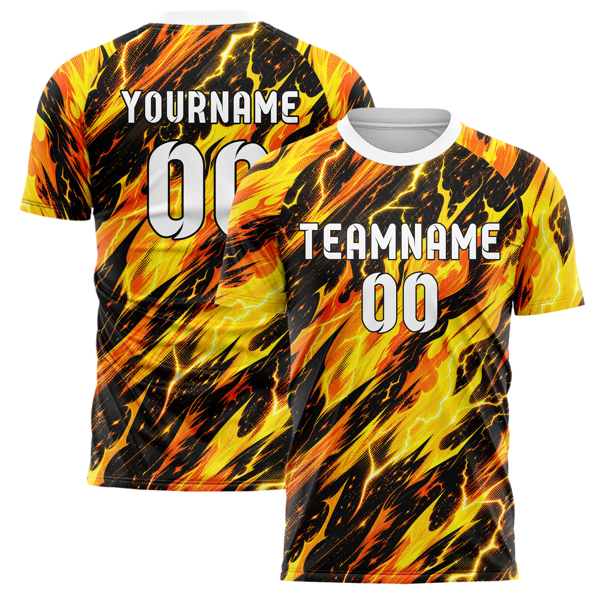 Gelb lebendiges Flammen Blitz aufsteigende Flammen Design 05-0009 individuelles Fußballtrikot main