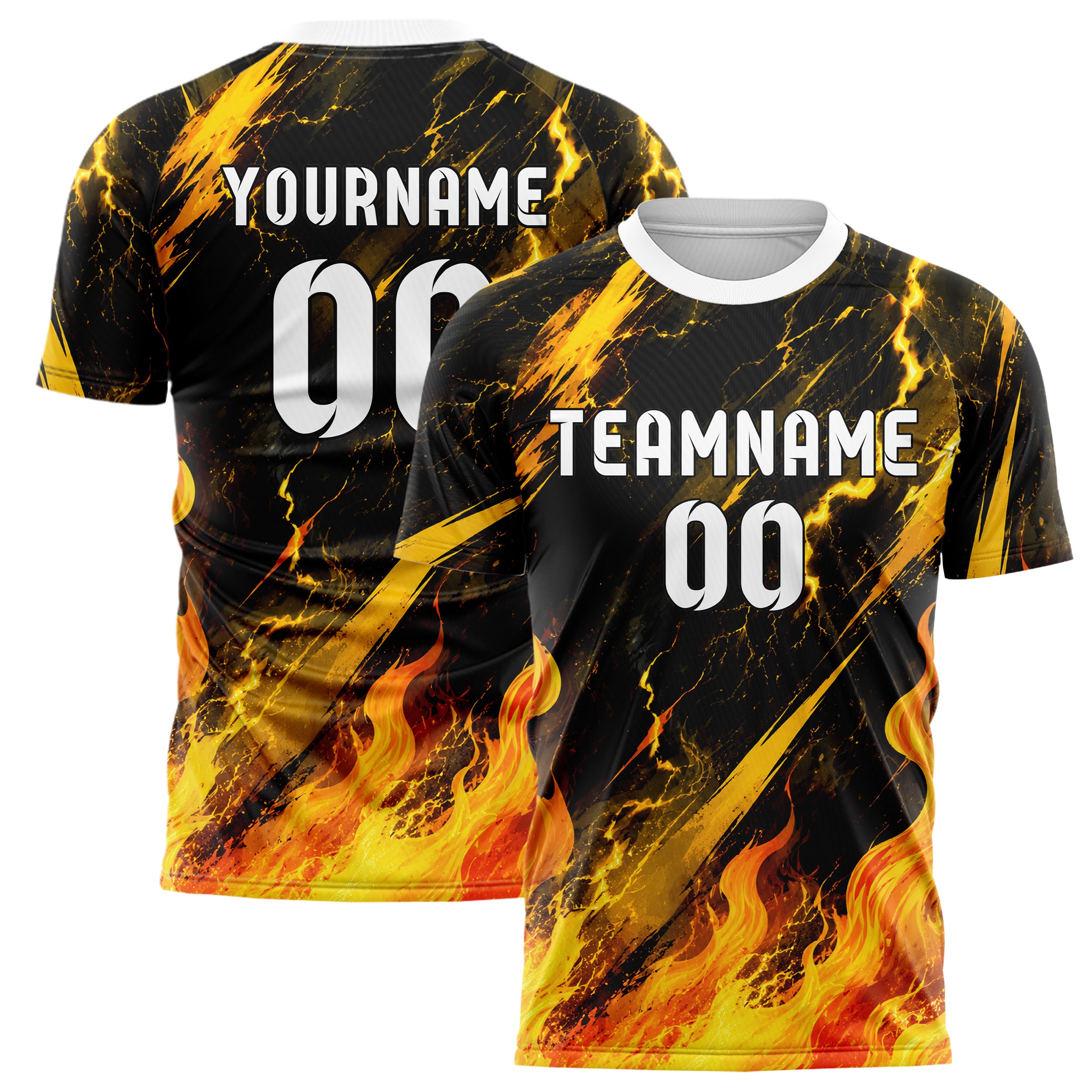Gelb lebendiges Flammen Blitz aufsteigende Flammen Design 05-0027 individuelles Fußballtrikot main