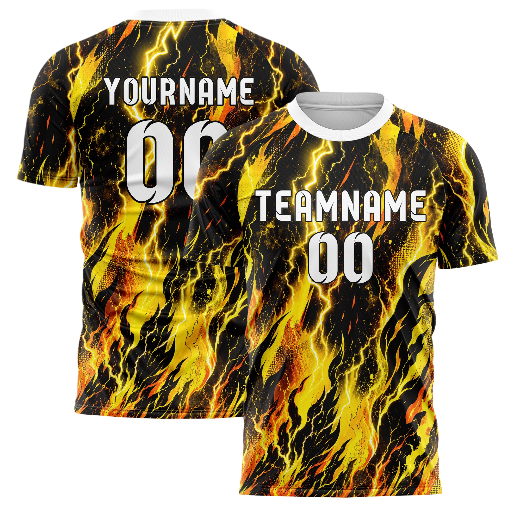 Gelb lebendiges Flammen Blitz aufsteigende Flammen Design 05-0033 individuelles Fußballtrikot main