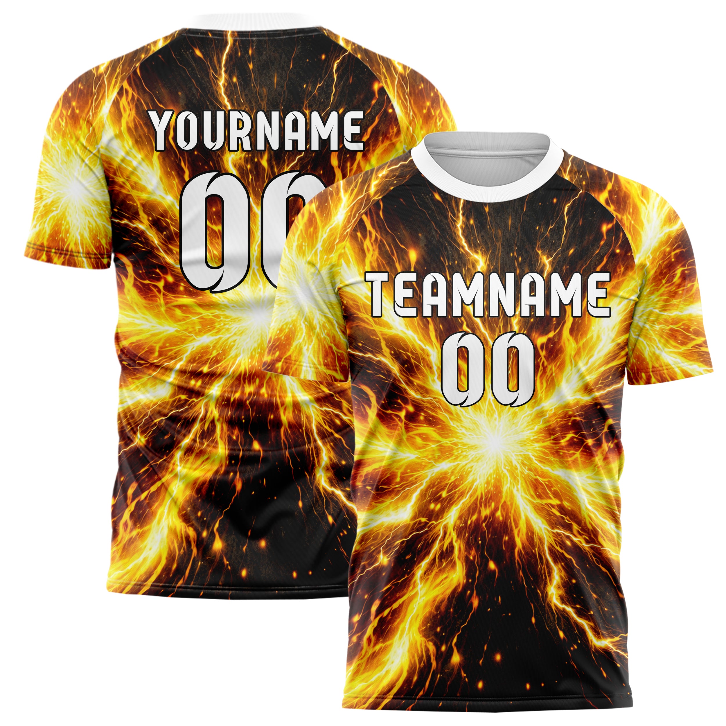 Gelb lebendiges Flammen Blitz aufsteigende Flammen Design 05-0087 individuelles Fußballtrikot main