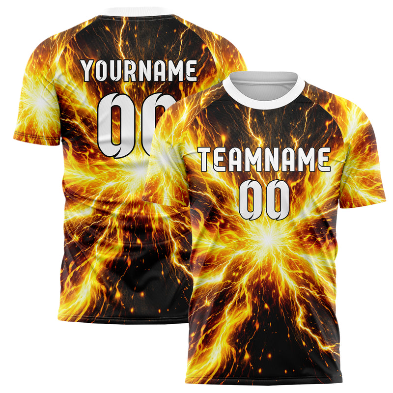 Gelb lebendiges Flammen Blitz aufsteigende Flammen Design 05-0087 individuelles Fußballtrikot main