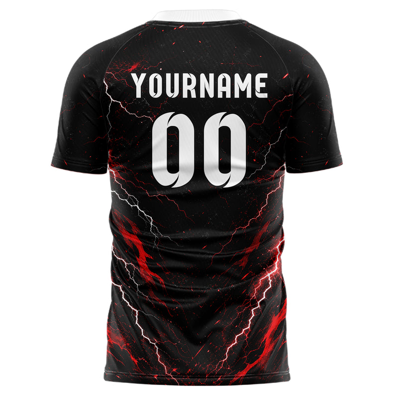 Schwarz dunkles Flammen Blitz Lightning Cracks Design 05-0005 individuelles Fußballtrikot front