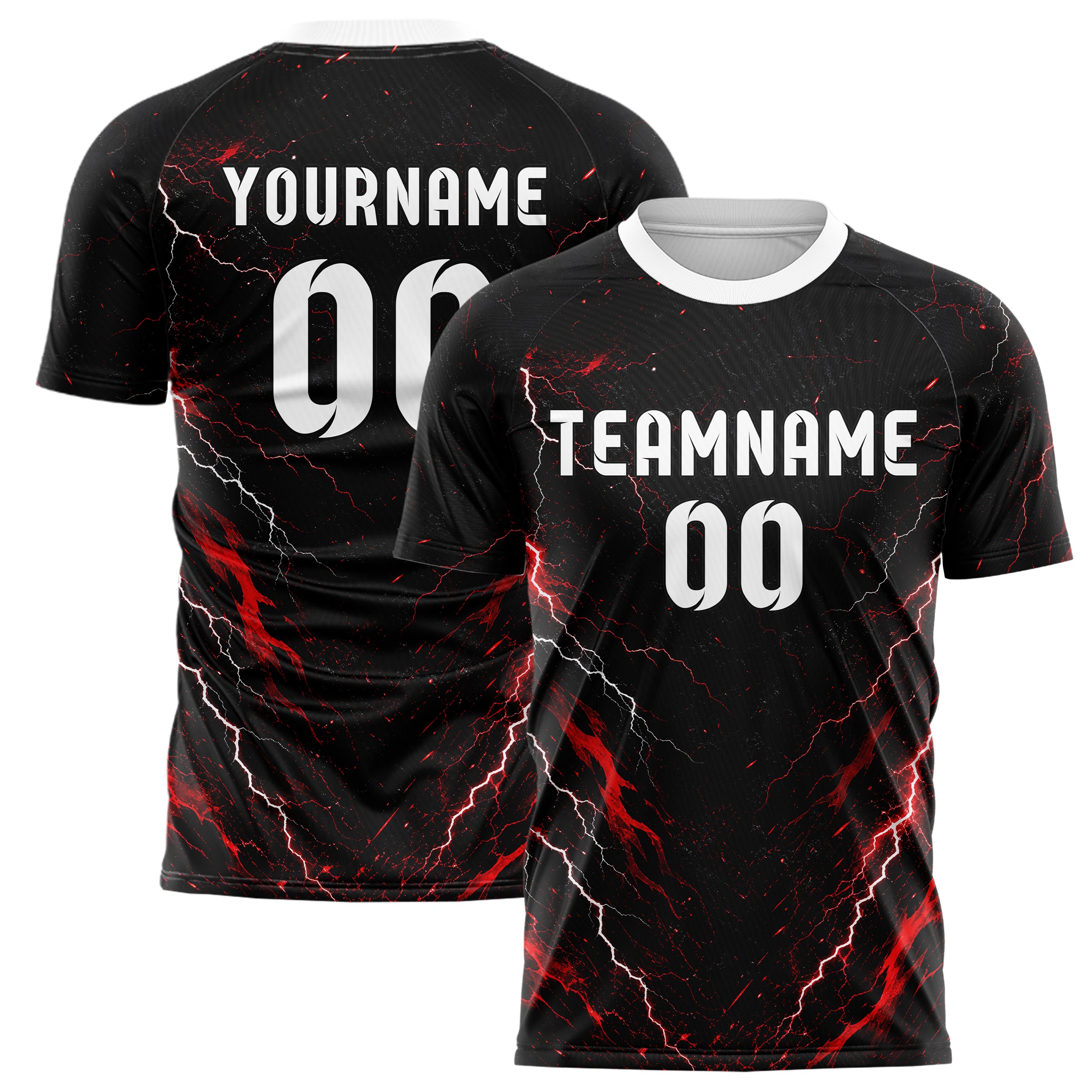 Schwarz dunkles Flammen Blitz Lightning Cracks Design 05-0005 individuelles Fußballtrikot main