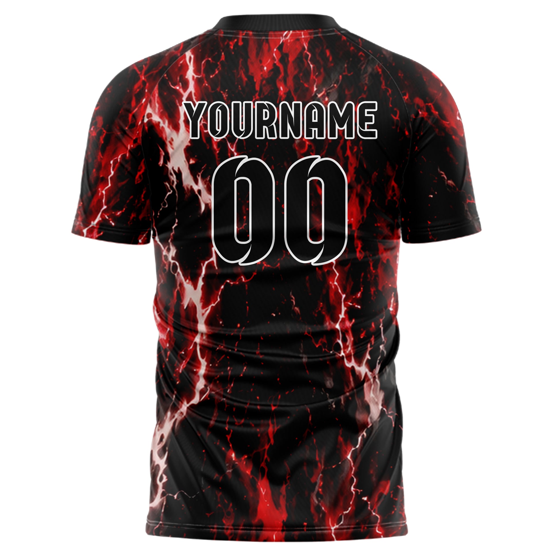 Schwarz dunkles Flammen Blitz Lightning Cracks Design 05-0017 individuelles Fußballtrikot back
