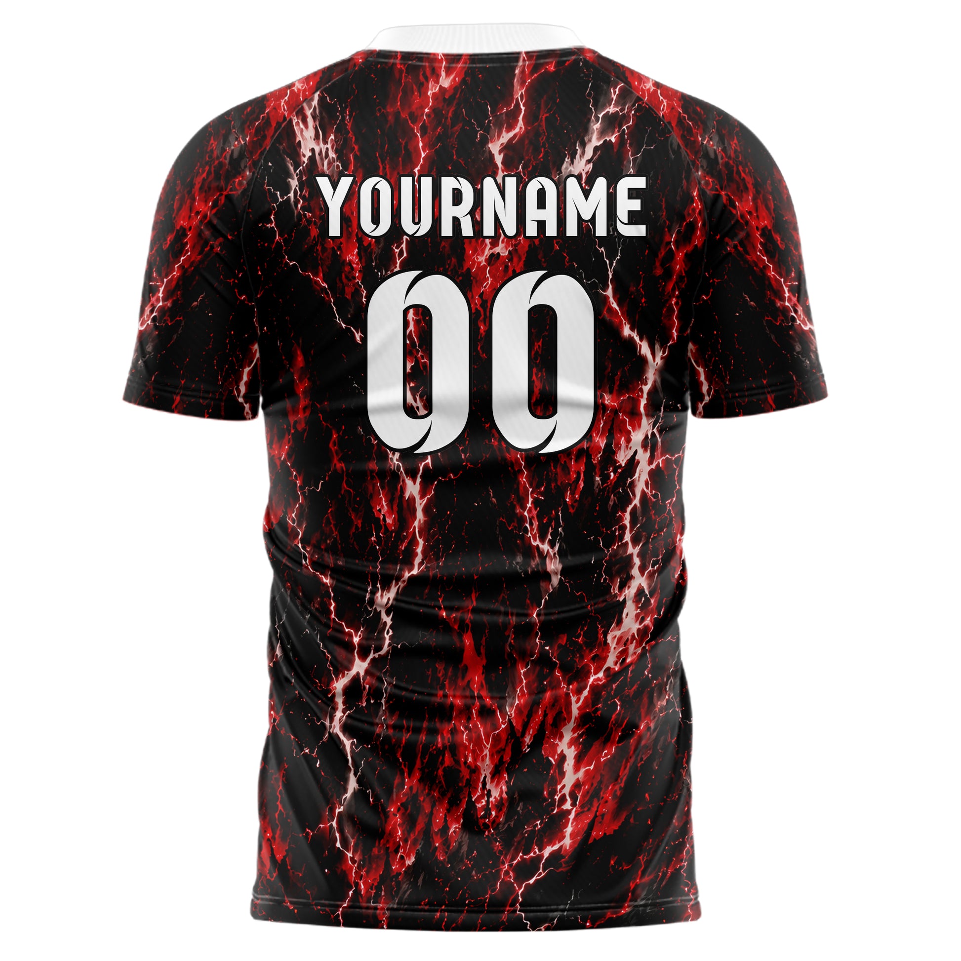 Schwarz dunkles Flammen Blitz Lightning Cracks Design 05-0017 individuelles Fußballtrikot front