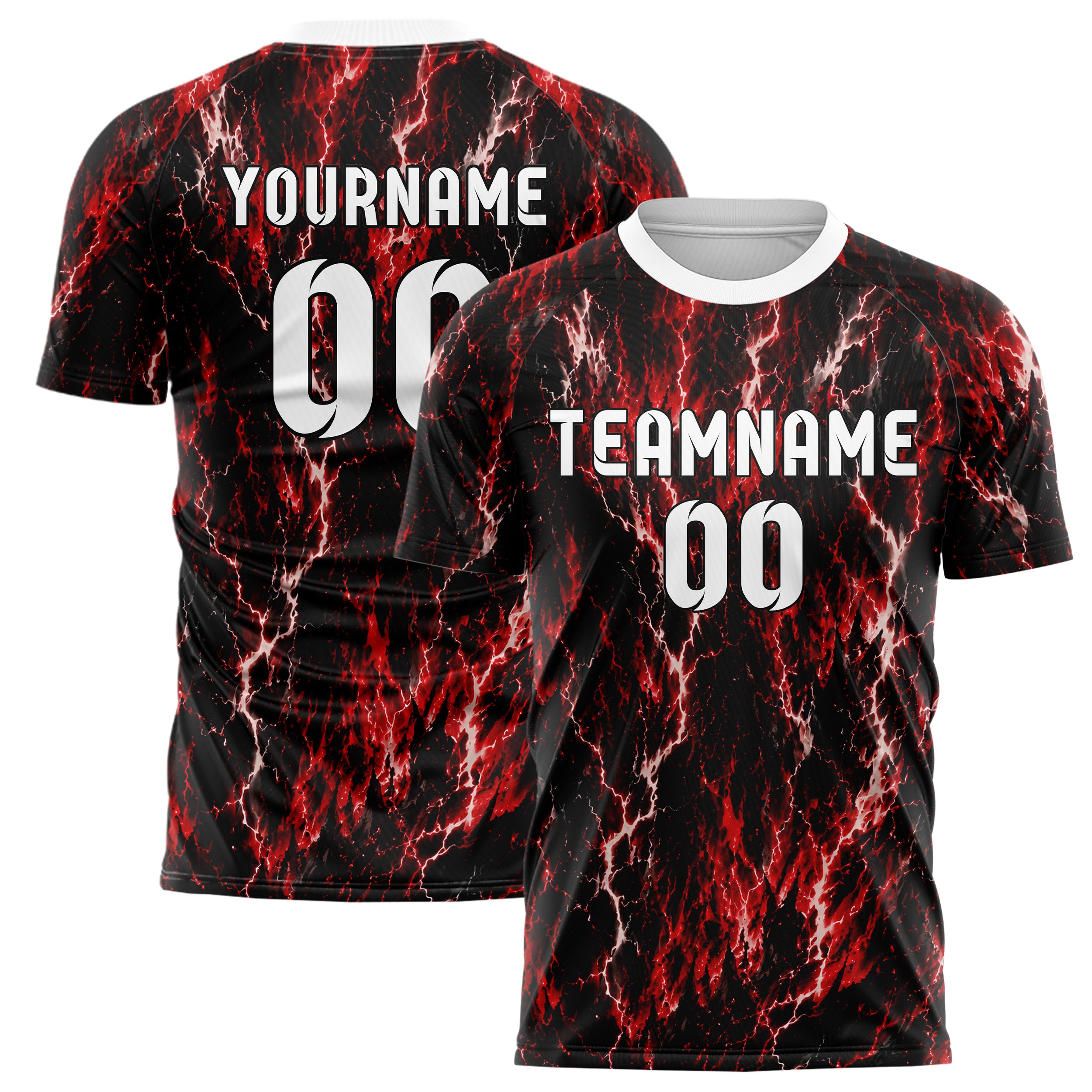 Schwarz dunkles Flammen Blitz Lightning Cracks Design 05-0017 individuelles Fußballtrikot main