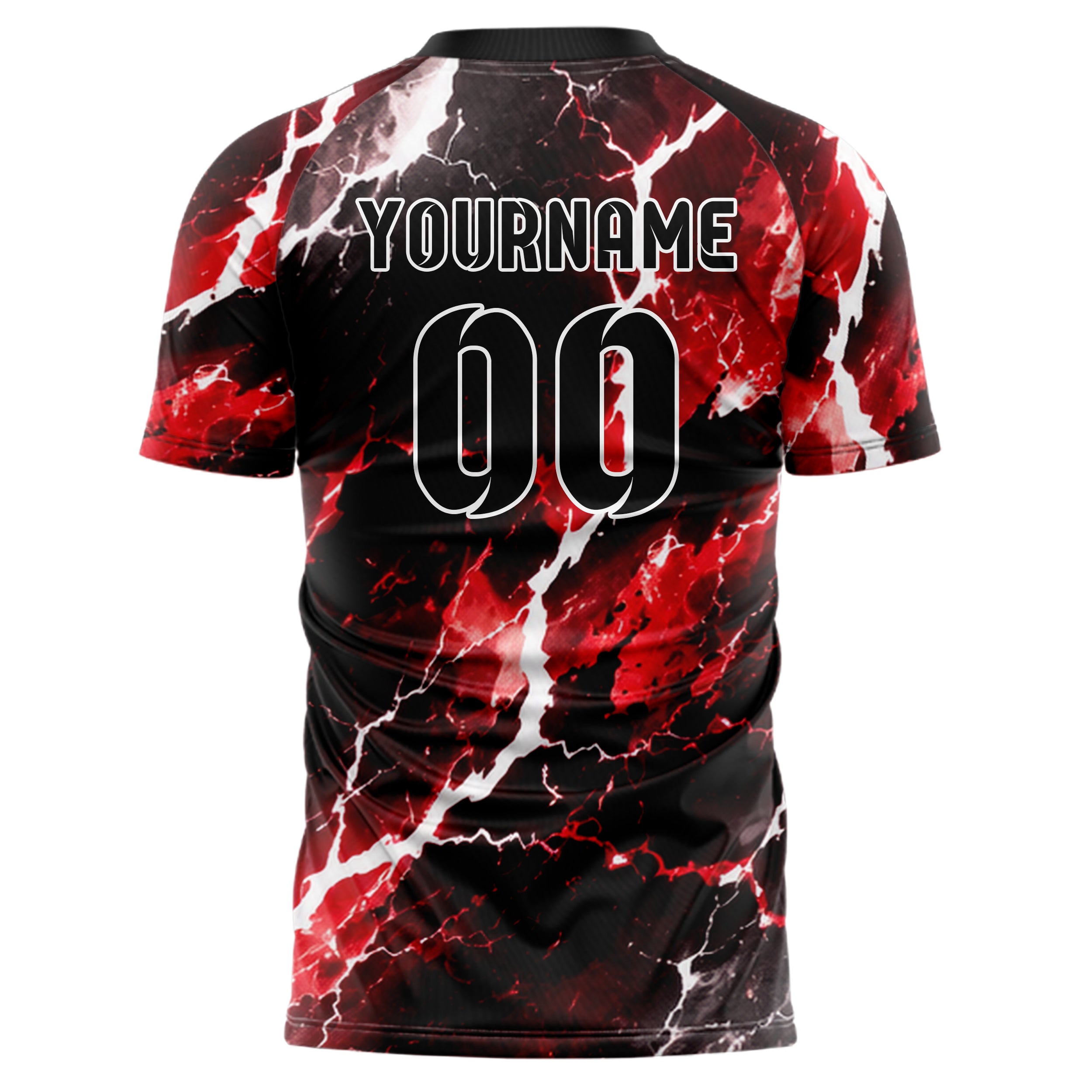 Schwarz dunkles Flammen Blitz Lightning Cracks Design 05-0083 individuelles Fußballtrikot back