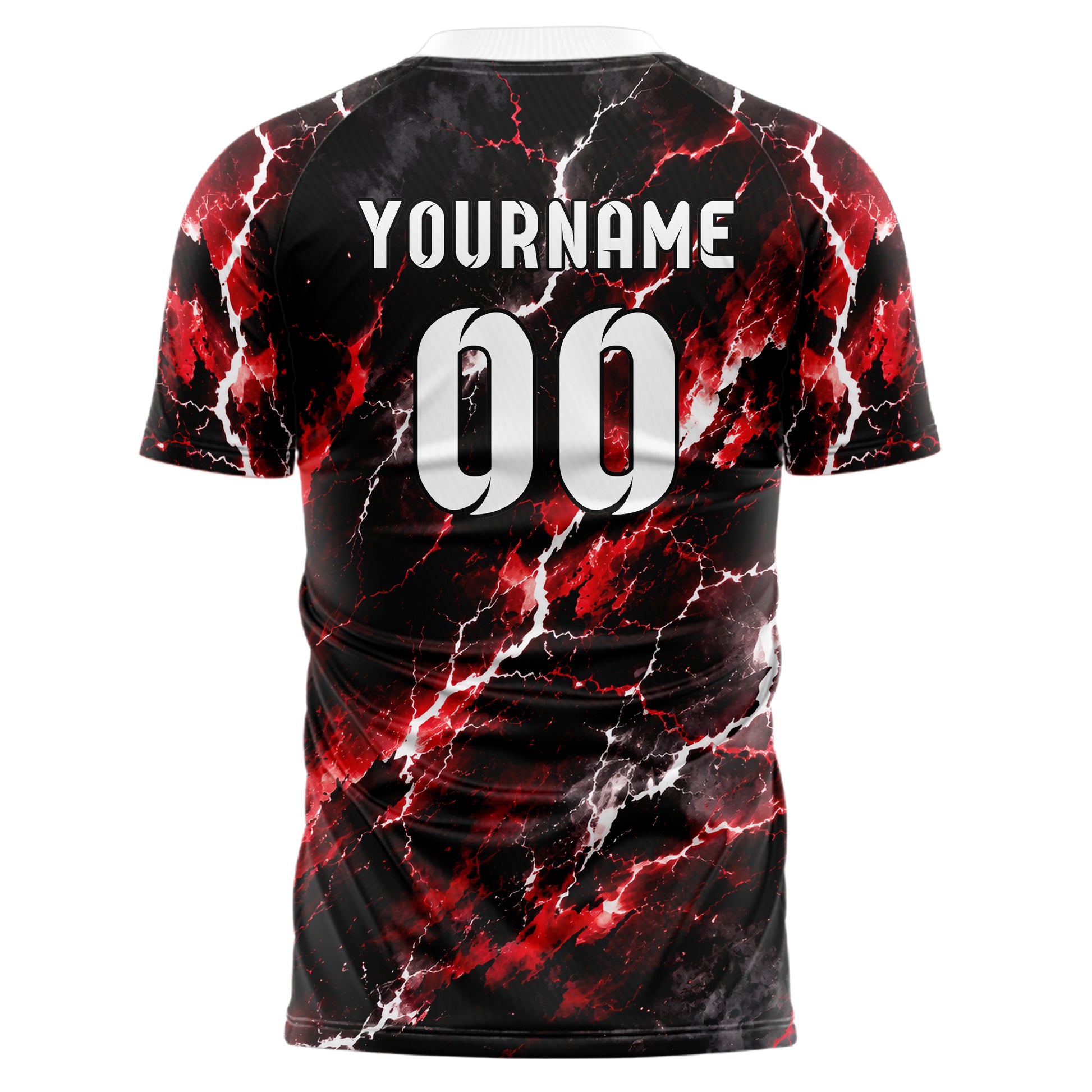 Schwarz dunkles Flammen Blitz Lightning Cracks Design 05-0083 individuelles Fußballtrikot front
