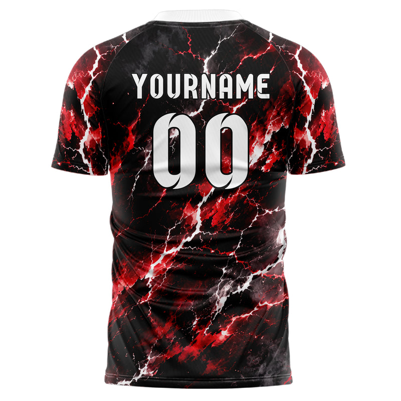 Schwarz dunkles Flammen Blitz Lightning Cracks Design 05-0083 individuelles Fußballtrikot front