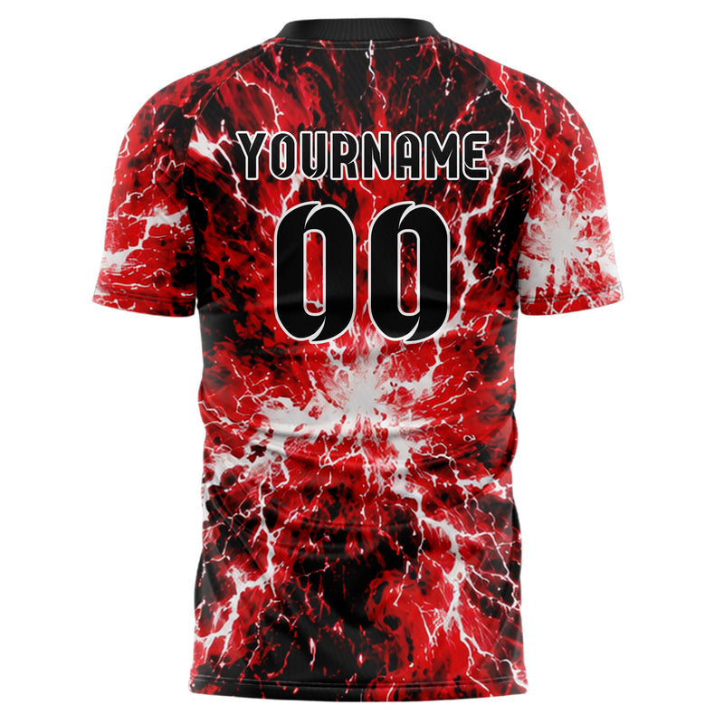 Schwarz dunkles Flammen Blitz Smoke and Sparks Design 05-0014 individuelles Fußballtrikot back