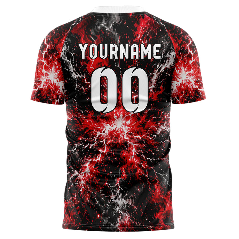 Schwarz dunkles Flammen Blitz Smoke and Sparks Design 05-0014 individuelles Fußballtrikot front