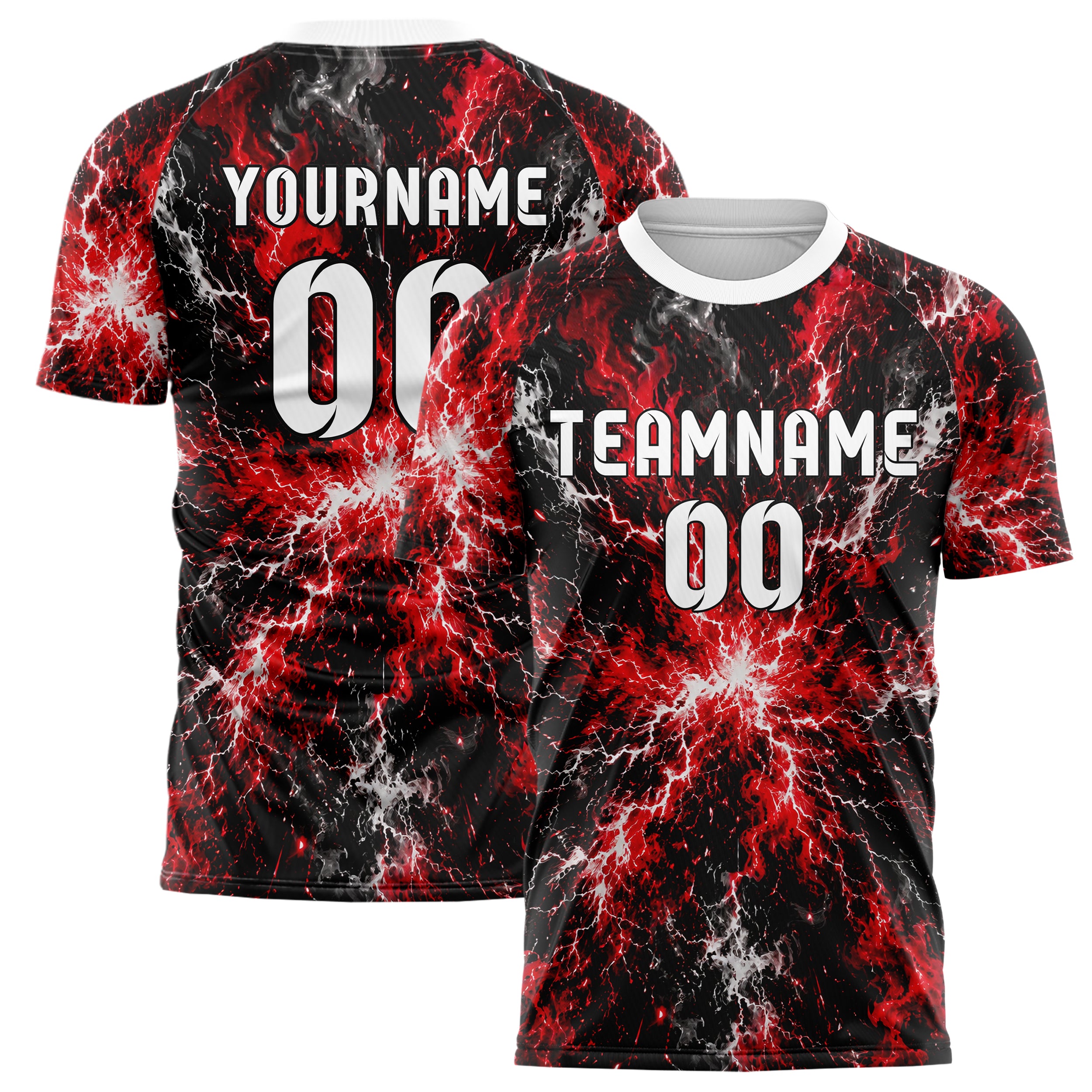 Schwarz dunkles Flammen Blitz Smoke and Sparks Design 05-0014 individuelles Fußballtrikot main