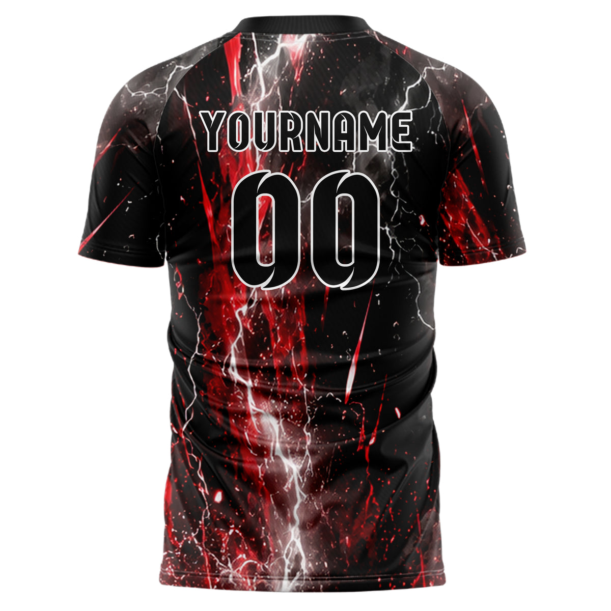 Schwarz dunkles Flammen Blitz Smoke and Sparks Design 05-0032 individuelles Fußballtrikot back