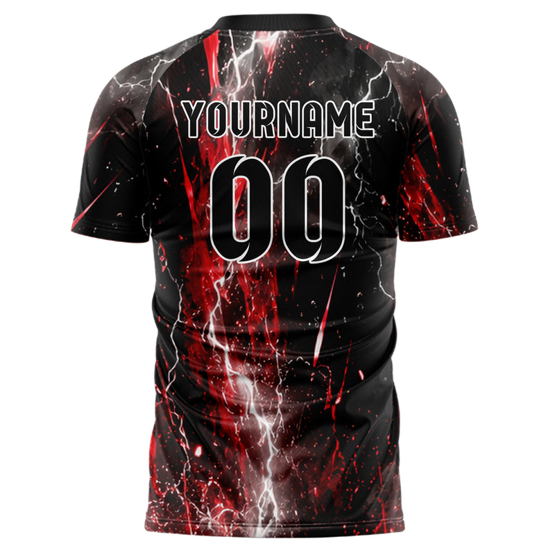 Schwarz dunkles Flammen Blitz Smoke and Sparks Design 05-0032 individuelles Fußballtrikot back