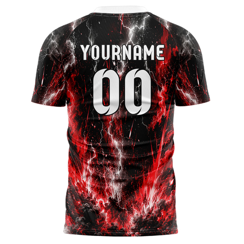 Schwarz dunkles Flammen Blitz Smoke and Sparks Design 05-0032 individuelles Fußballtrikot front