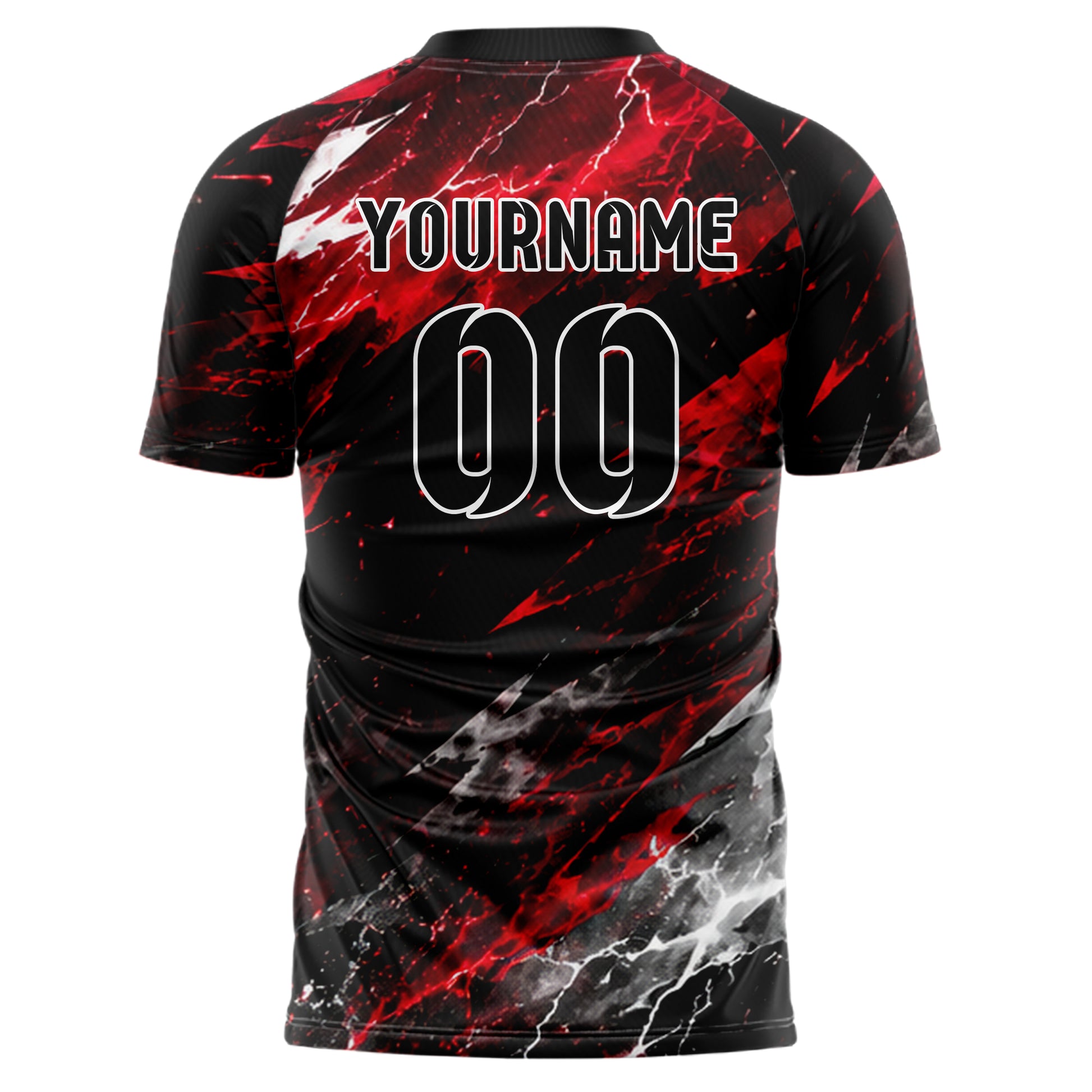 Schwarz dunkles Flammen Blitz Smoke and Sparks Design 05-0050 individuelles Fußballtrikot back