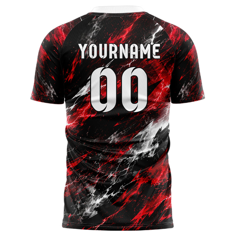 Schwarz dunkles Flammen Blitz Smoke and Sparks Design 05-0050 individuelles Fußballtrikot front