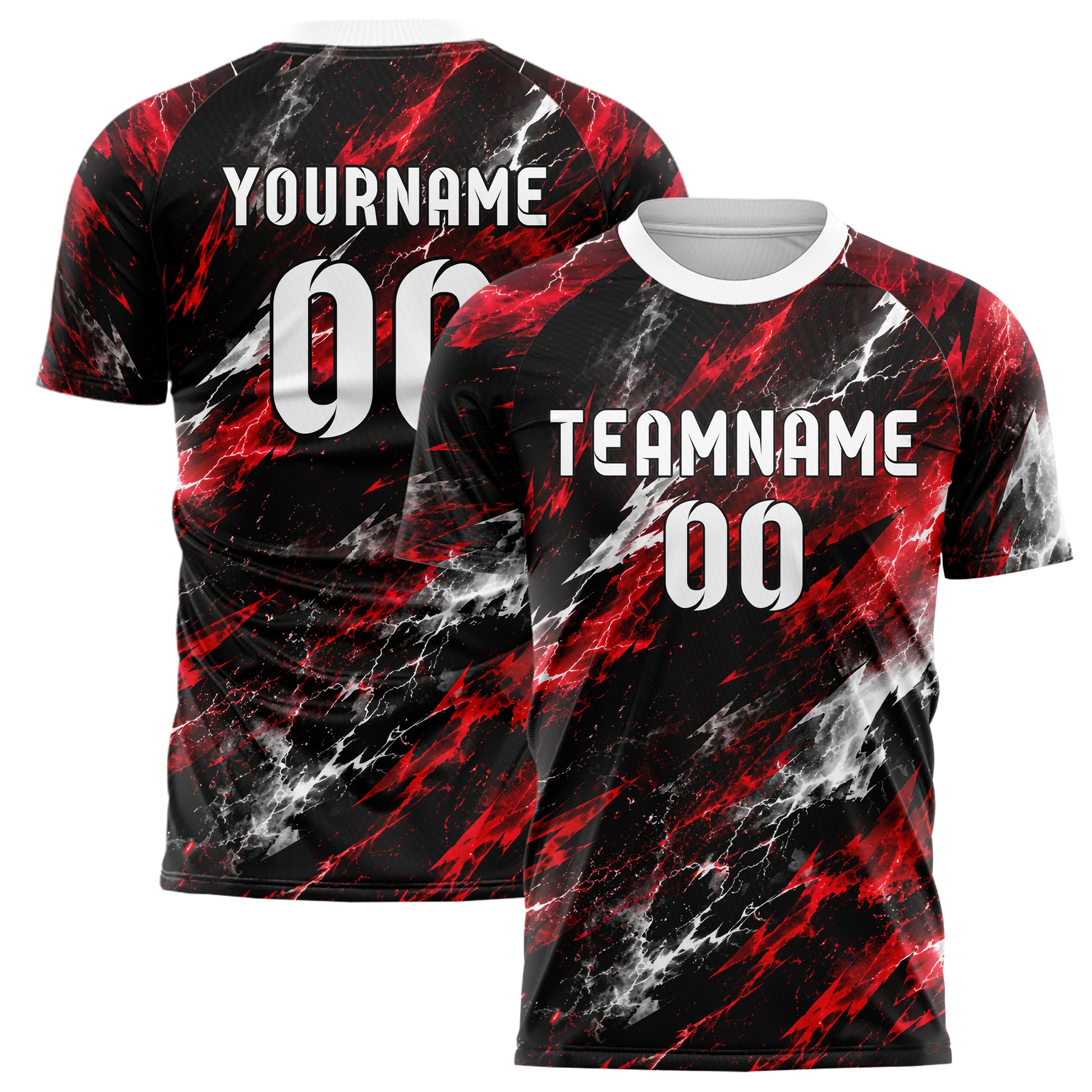 Schwarz dunkles Flammen Blitz Smoke and Sparks Design 05-0050 individuelles Fußballtrikot main
