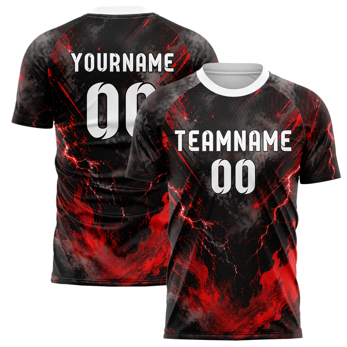 Rot lebendiges Flammen Blitz aufsteigende Flammen Design 05-0075 individuelles Fußballtrikot main