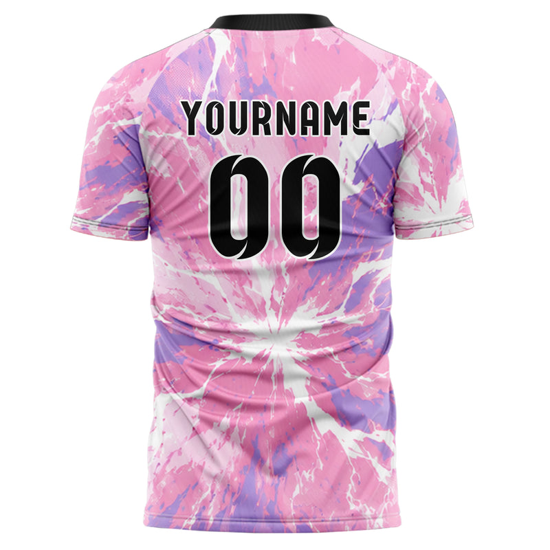 Hellrosa pastelliges Flammen Blitz Flame Lightning Mix Design 05-0090 individuelles Fußballtrikot back