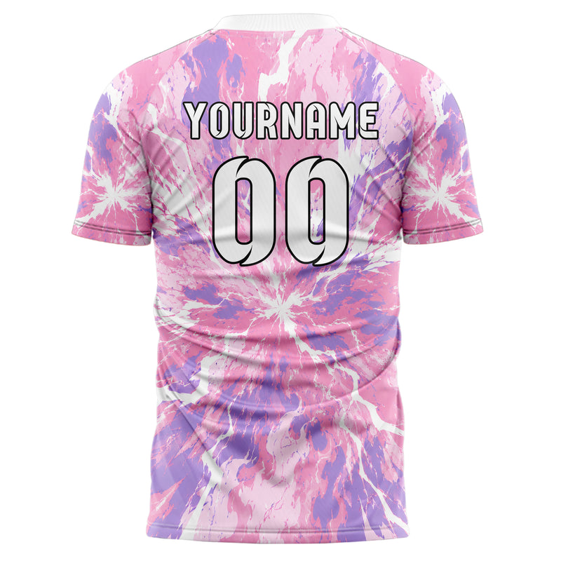 Hellrosa pastelliges Flammen Blitz Flame Lightning Mix Design 05-0090 individuelles Fußballtrikot front