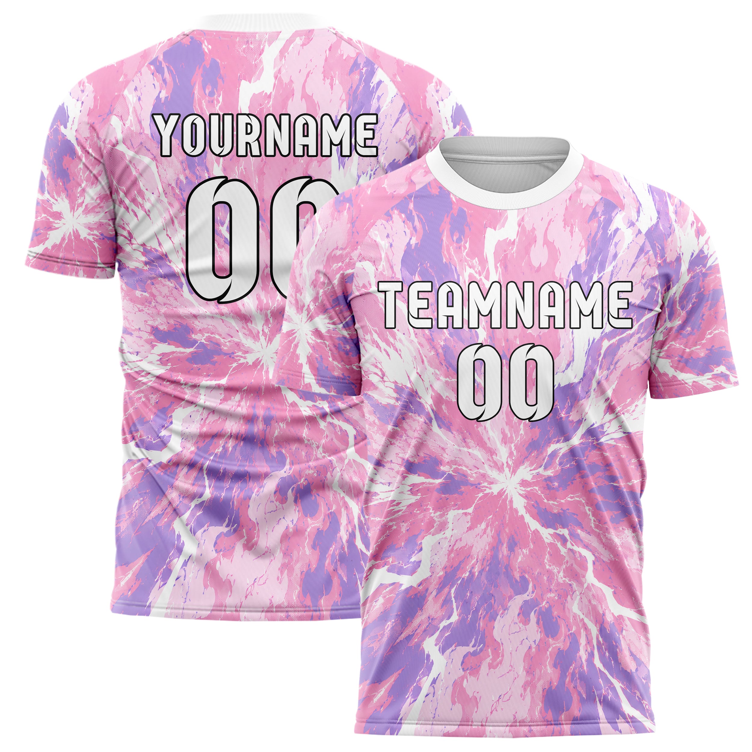 Hellrosa pastelliges Flammen Blitz Flame Lightning Mix Design 05-0090 individuelles Fußballtrikot main