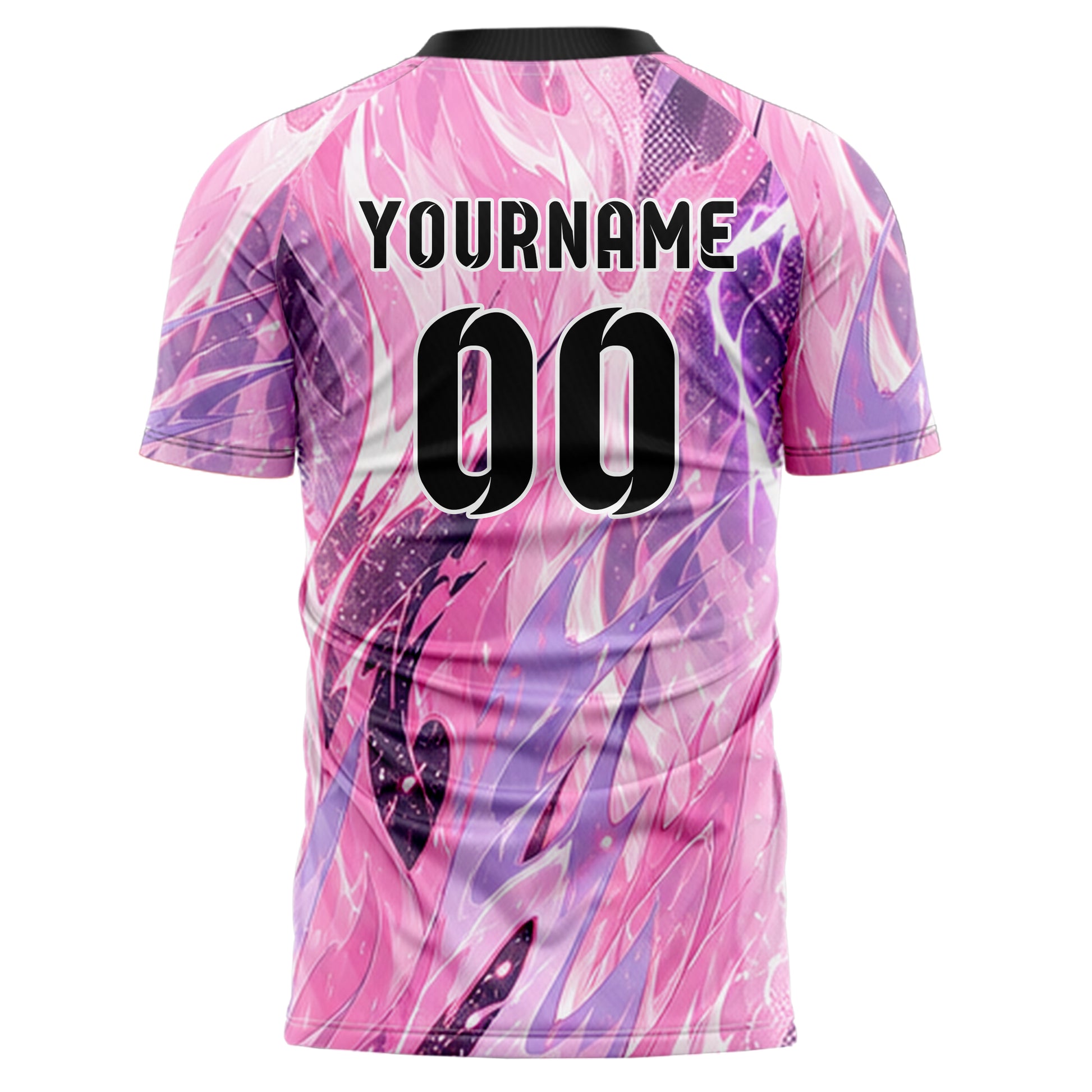 Hellrosa pastelliges Flammen Blitz aufsteigende Flammen Design 05-0015 individuelles Fußballtrikot back