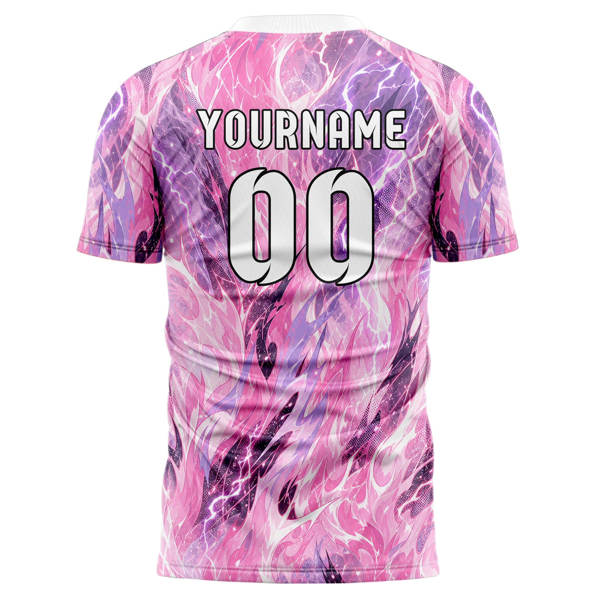 Hellrosa pastelliges Flammen Blitz aufsteigende Flammen Design 05-0015 individuelles Fußballtrikot front