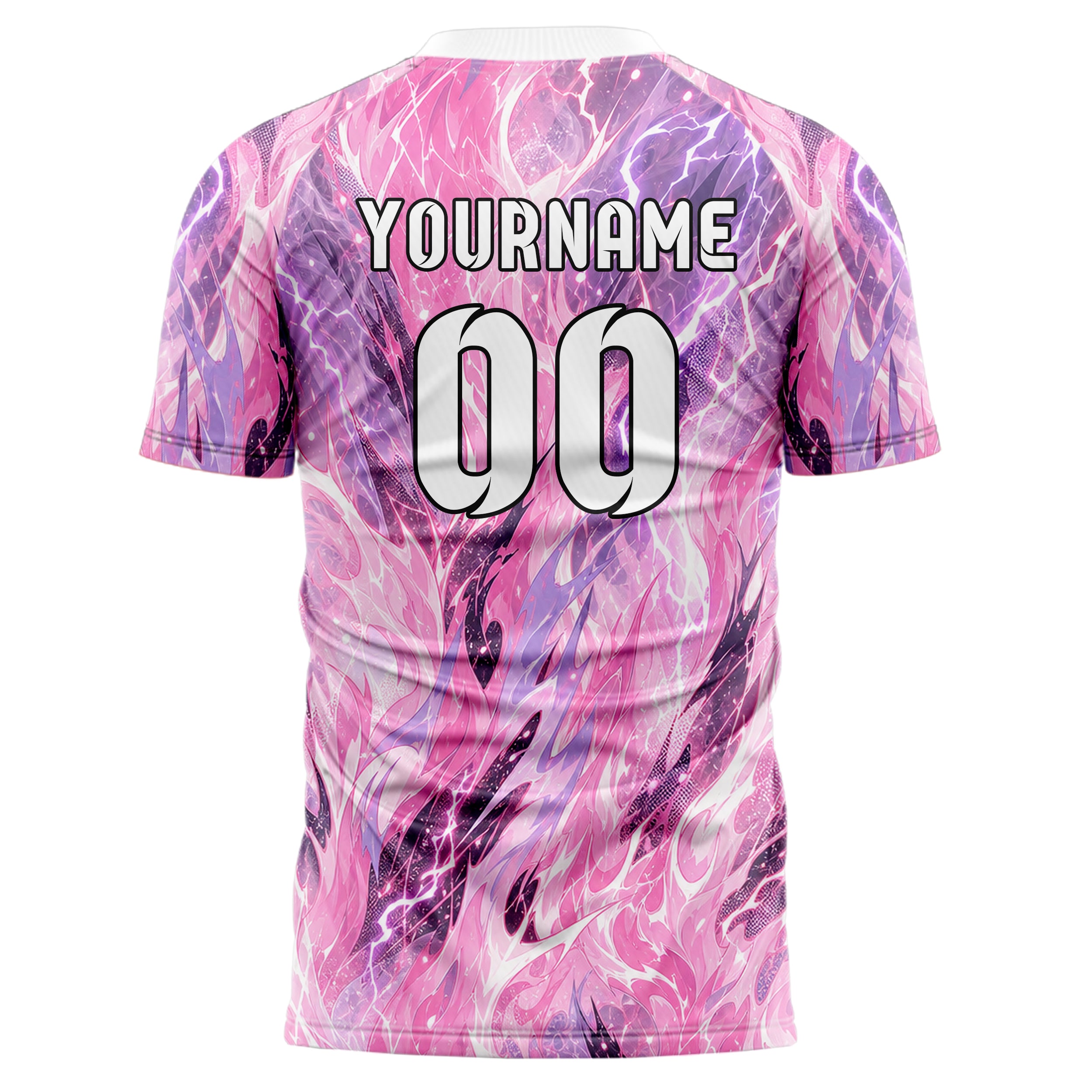 Hellrosa pastelliges Flammen Blitz aufsteigende Flammen Design 05-0015 individuelles Fußballtrikot front
