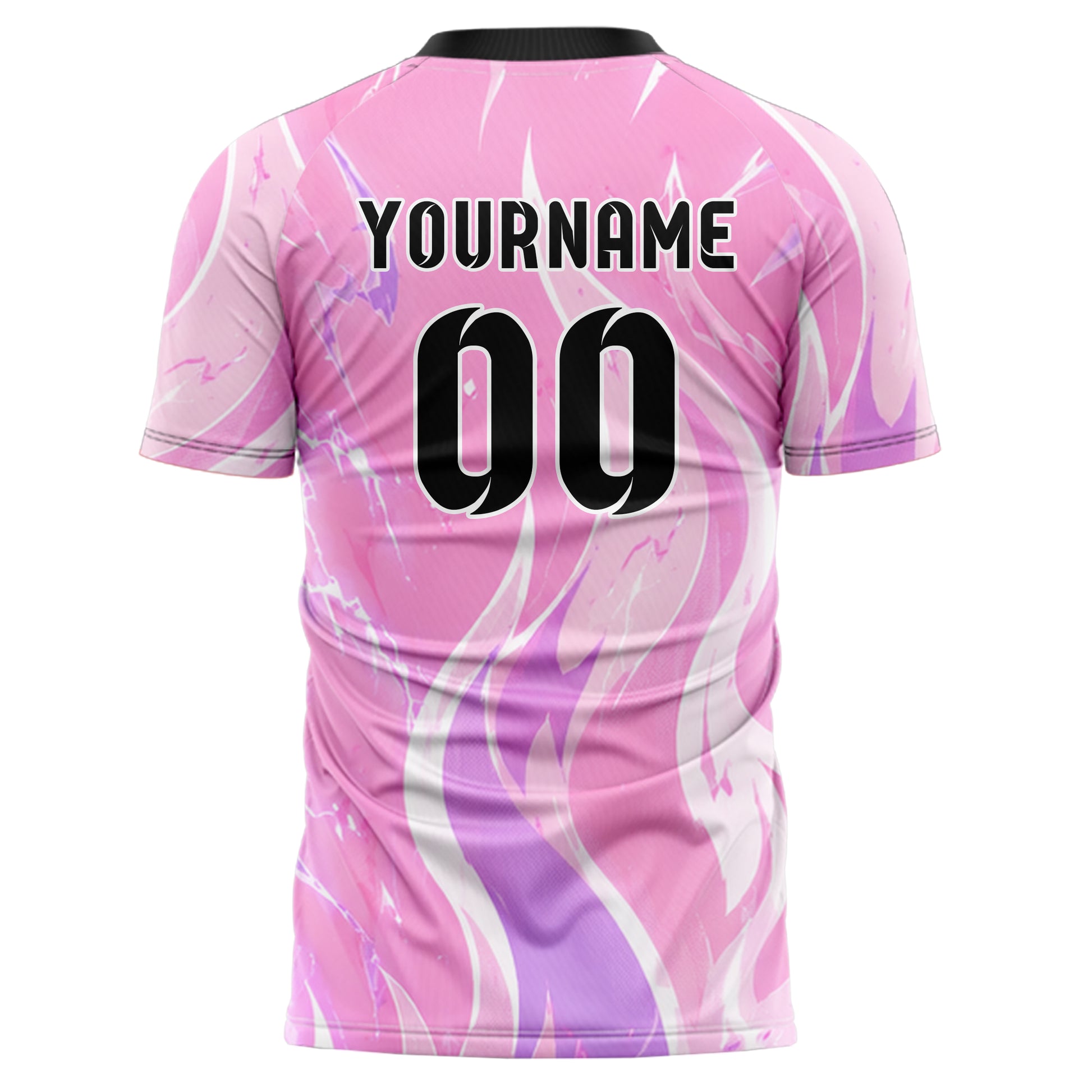 Hellrosa pastelliges Flammen Blitz aufsteigende Flammen Design 05-0045 individuelles Fußballtrikot back
