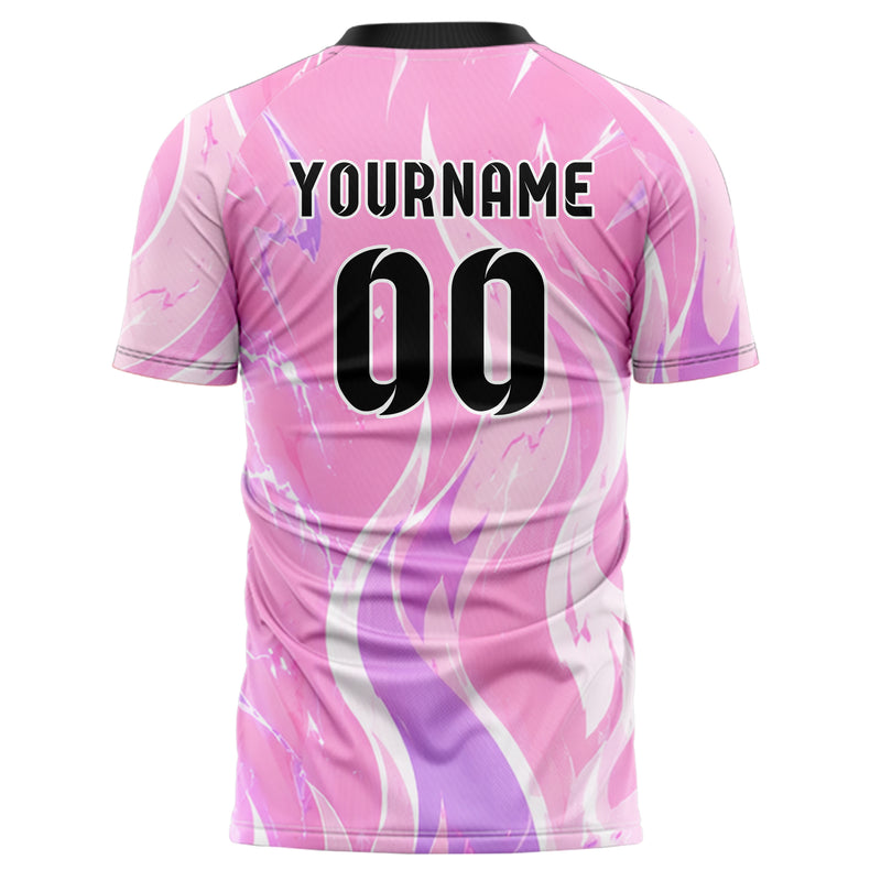 Hellrosa pastelliges Flammen Blitz aufsteigende Flammen Design 05-0045 individuelles Fußballtrikot back