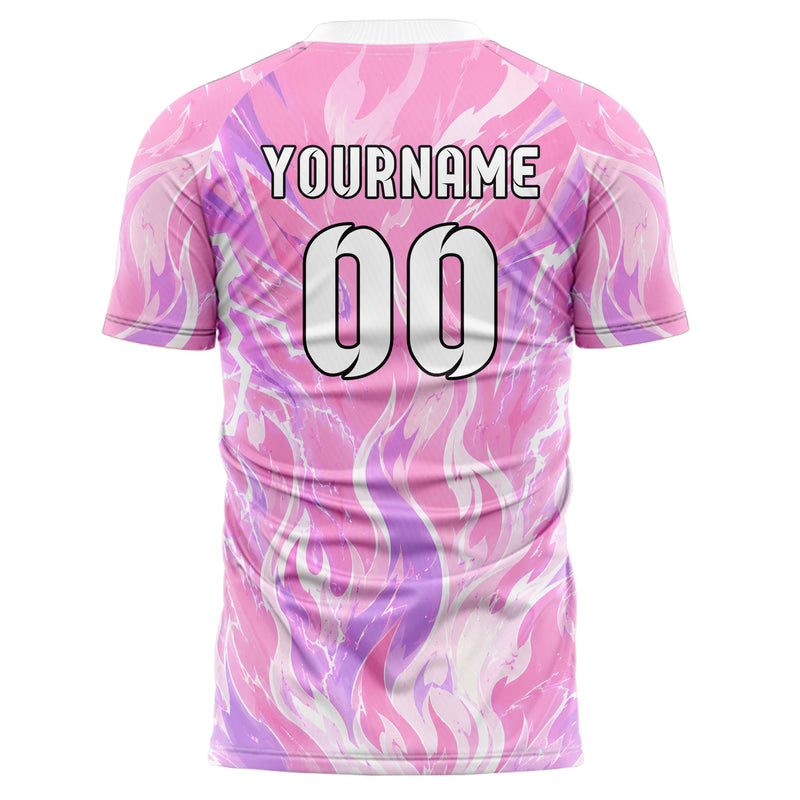 Hellrosa pastelliges Flammen Blitz aufsteigende Flammen Design 05-0045 individuelles Fußballtrikot front