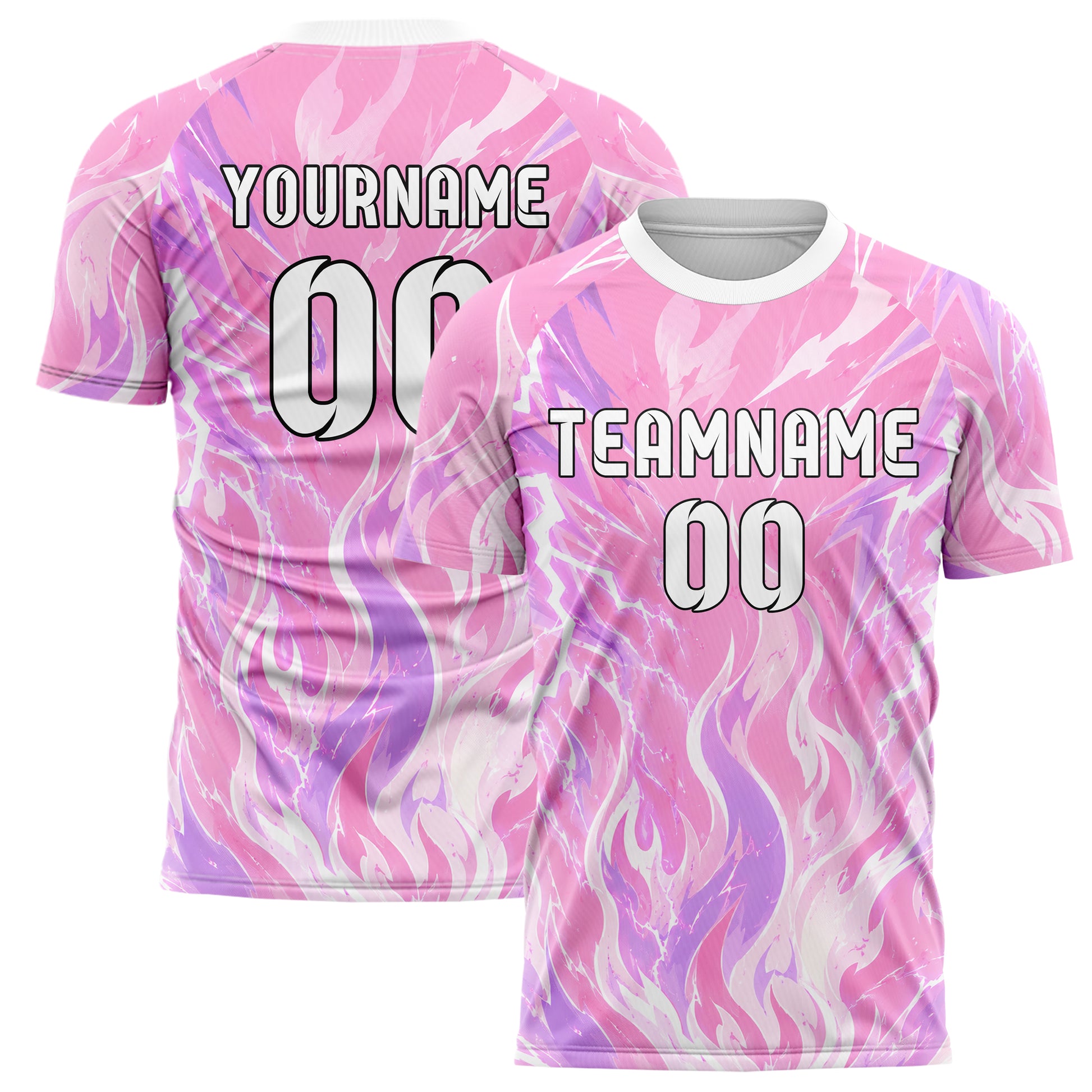 Hellrosa pastelliges Flammen Blitz aufsteigende Flammen Design 05-0045 individuelles Fußballtrikot main