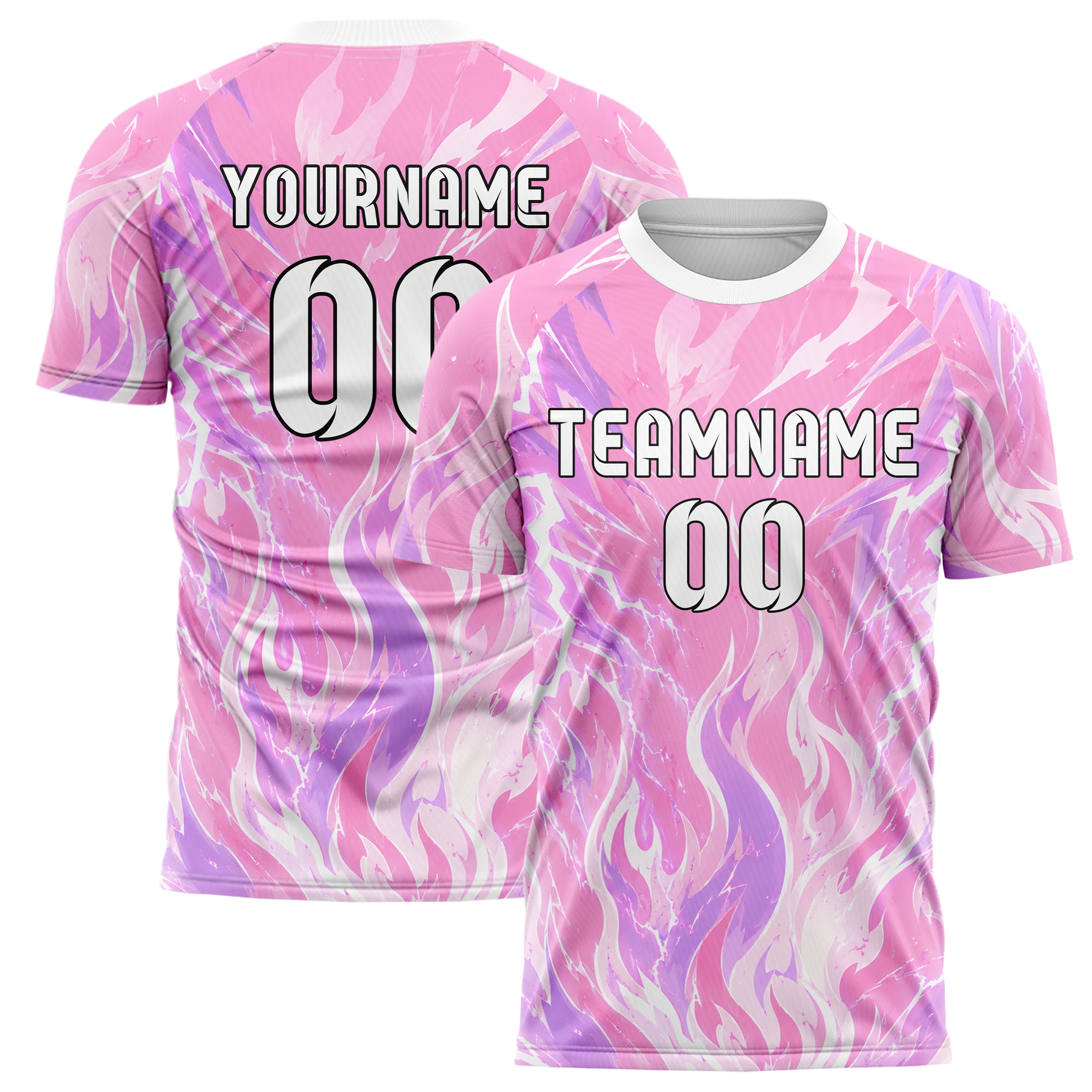 Hellrosa pastelliges Flammen Blitz aufsteigende Flammen Design 05-0045 individuelles Fußballtrikot main