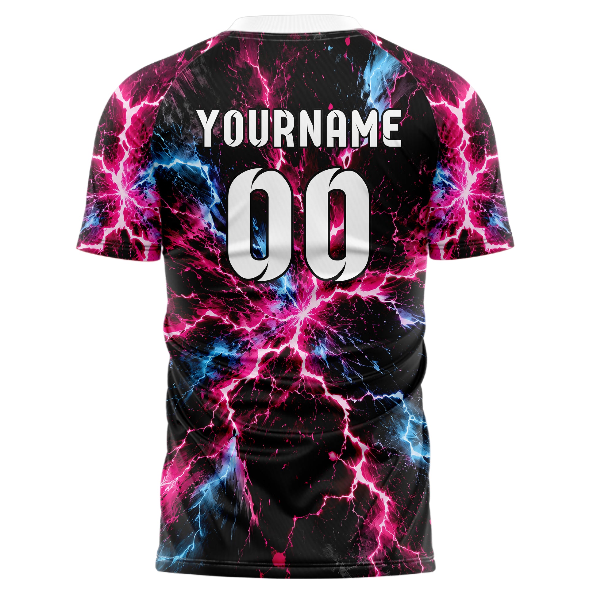 Schwarz lebendiges Flammen Blitz Lightning Cracks Design 05-0023 individuelles Fußballtrikot front