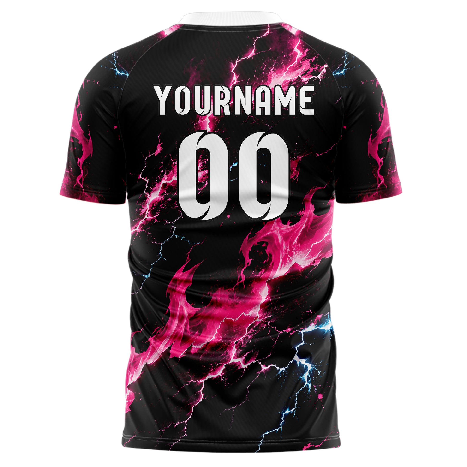 Schwarz lebendiges Flammen Blitz Lightning Cracks Design 05-0041 individuelles Fußballtrikot front