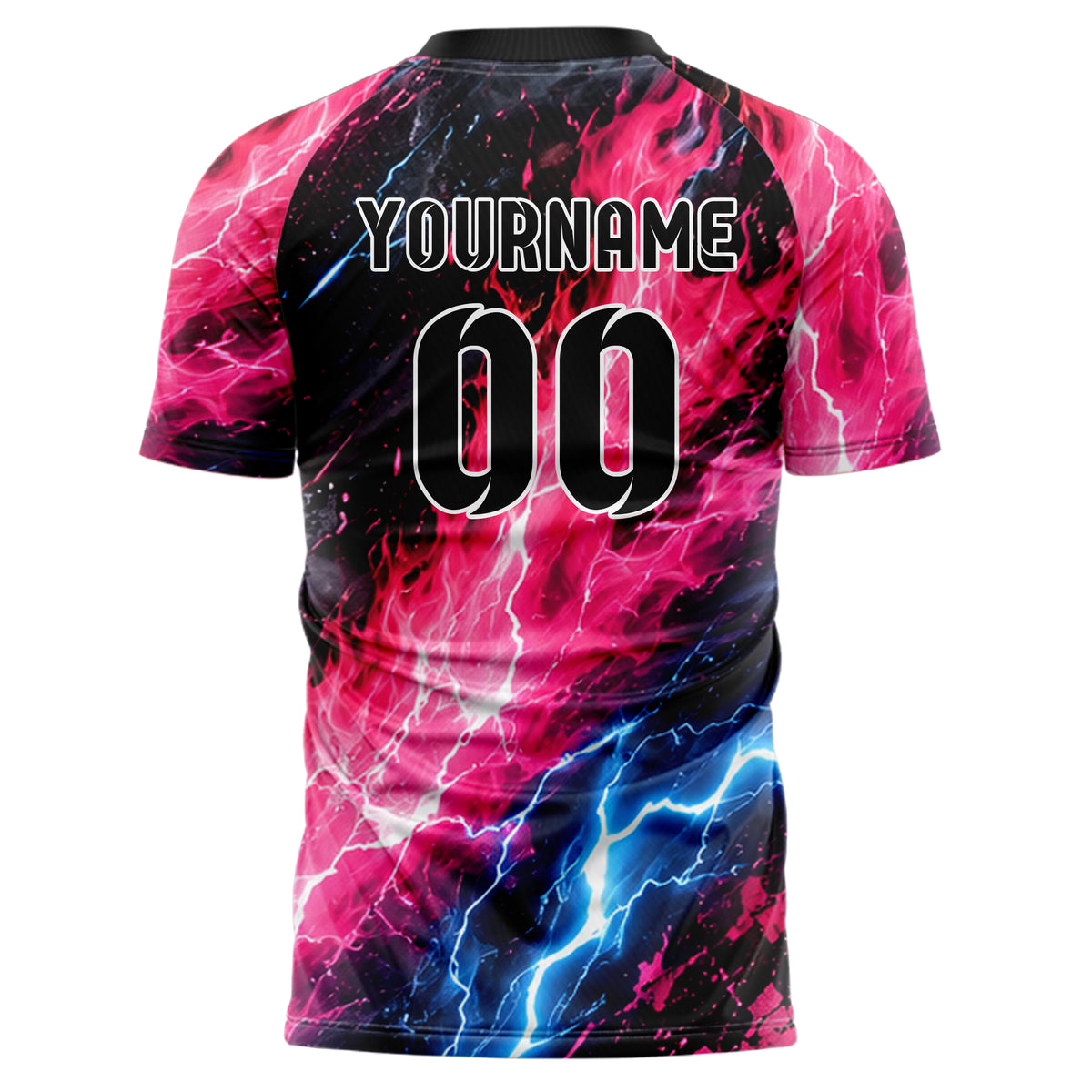 Schwarz lebendiges Flammen Blitz Smoke and Sparks Design 05-0020 individuelles Fußballtrikot back