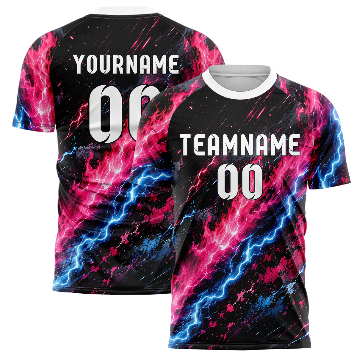 Schwarz lebendiges Flammen Blitz Smoke and Sparks Design 05-0020 individuelles Fußballtrikot main