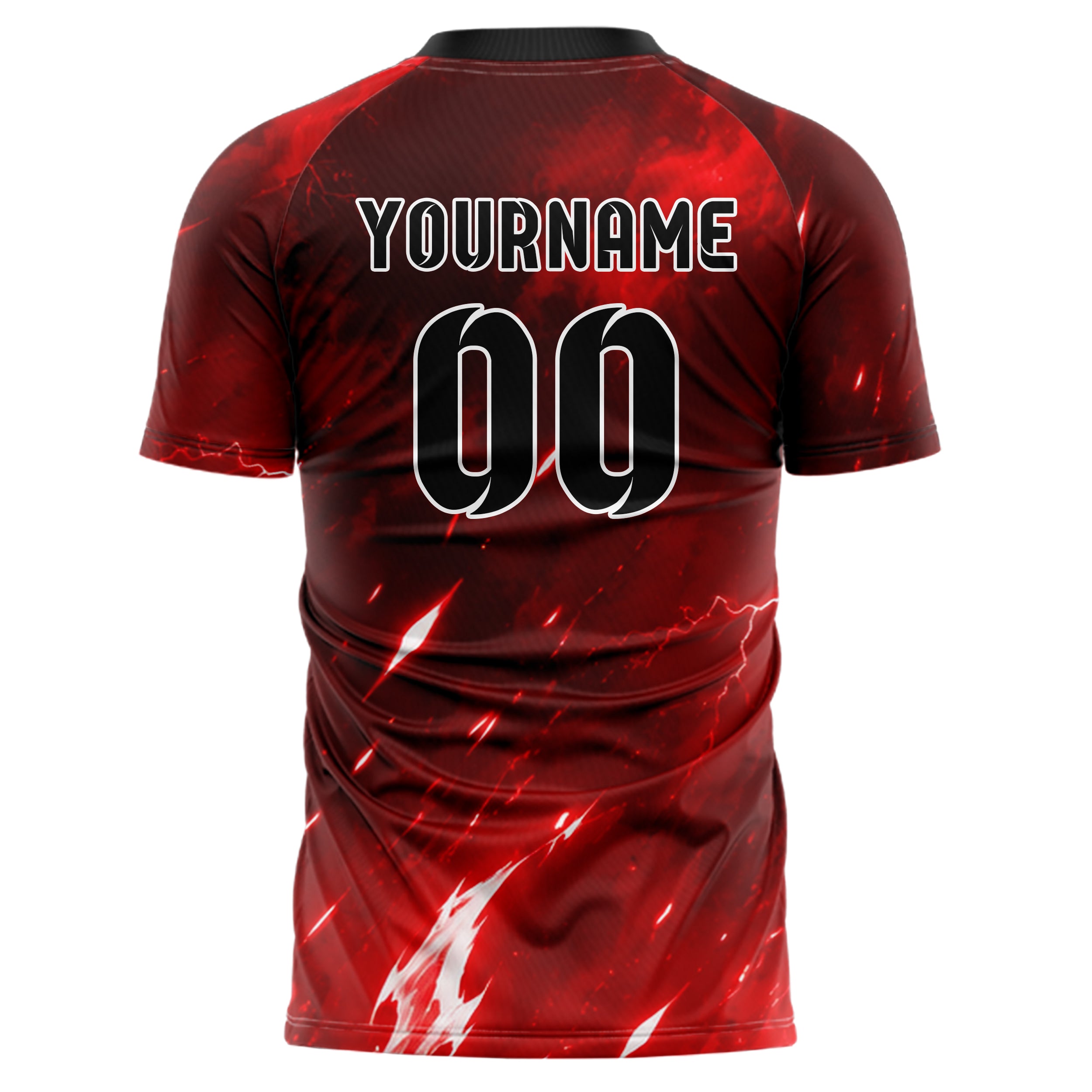 Rot klassisches Flammen Blitz Feuer unten Electric oben Design 05-0022 individuelles Fußballtrikot back