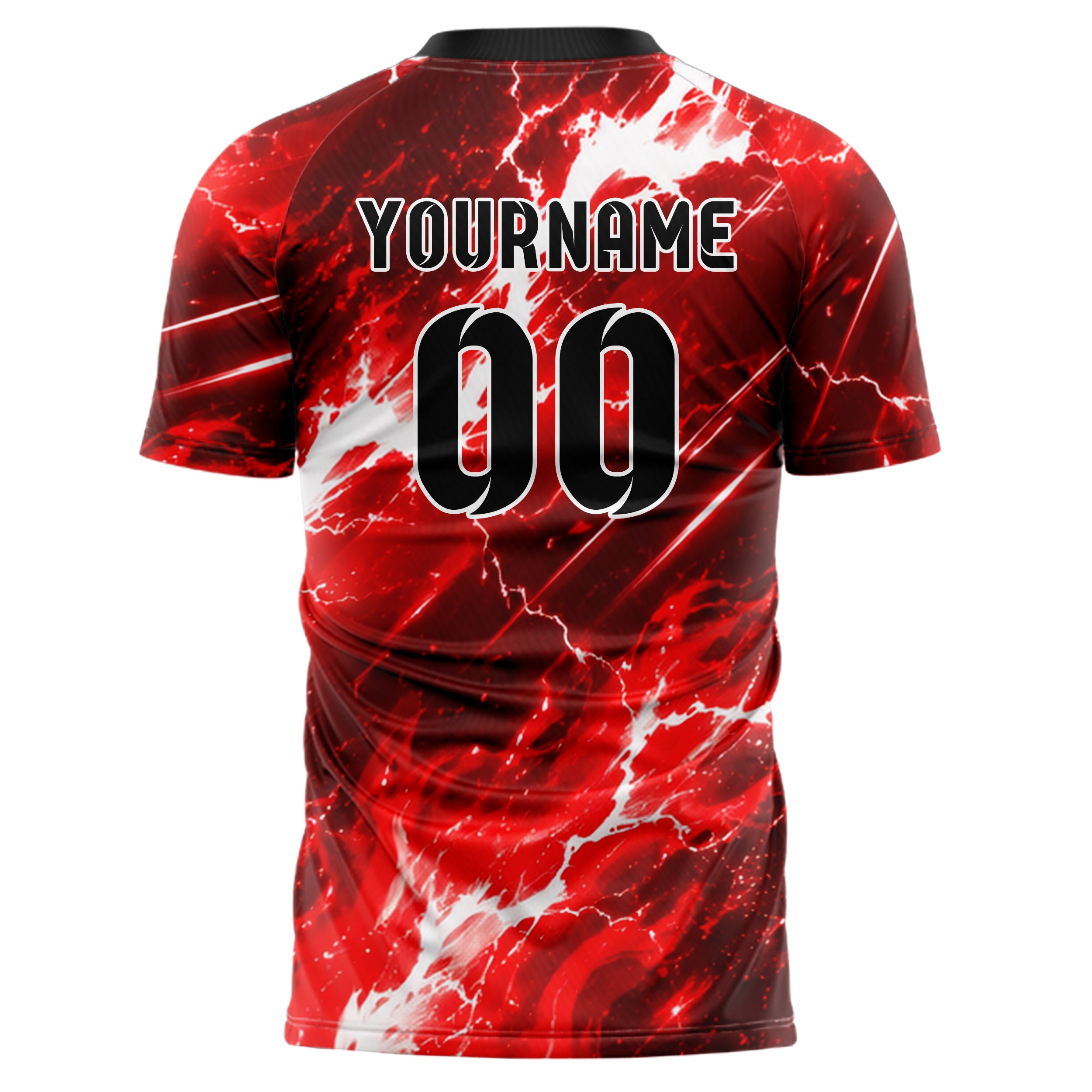 Rot klassisches Flammen Blitz Feuer unten Electric oben Design 05-0052 individuelles Fußballtrikot back