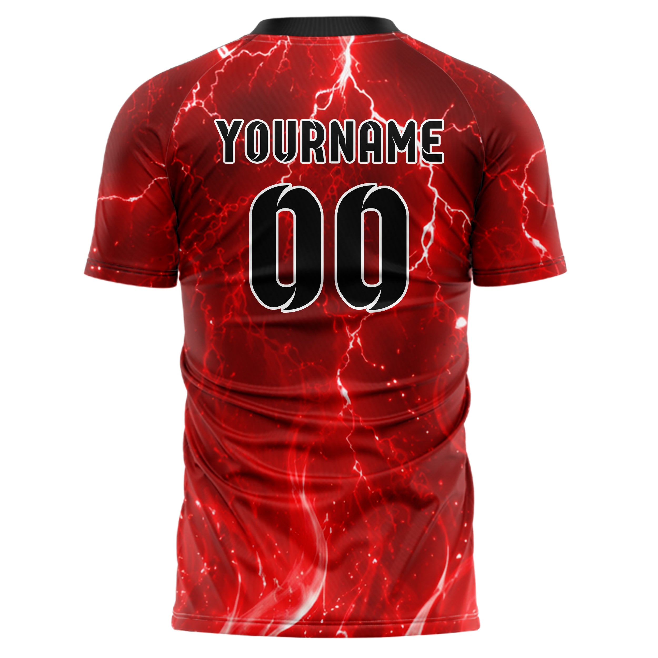 Rot klassisches Flammen Blitz Feuer unten Electric oben Design 05-0064 individuelles Fußballtrikot back