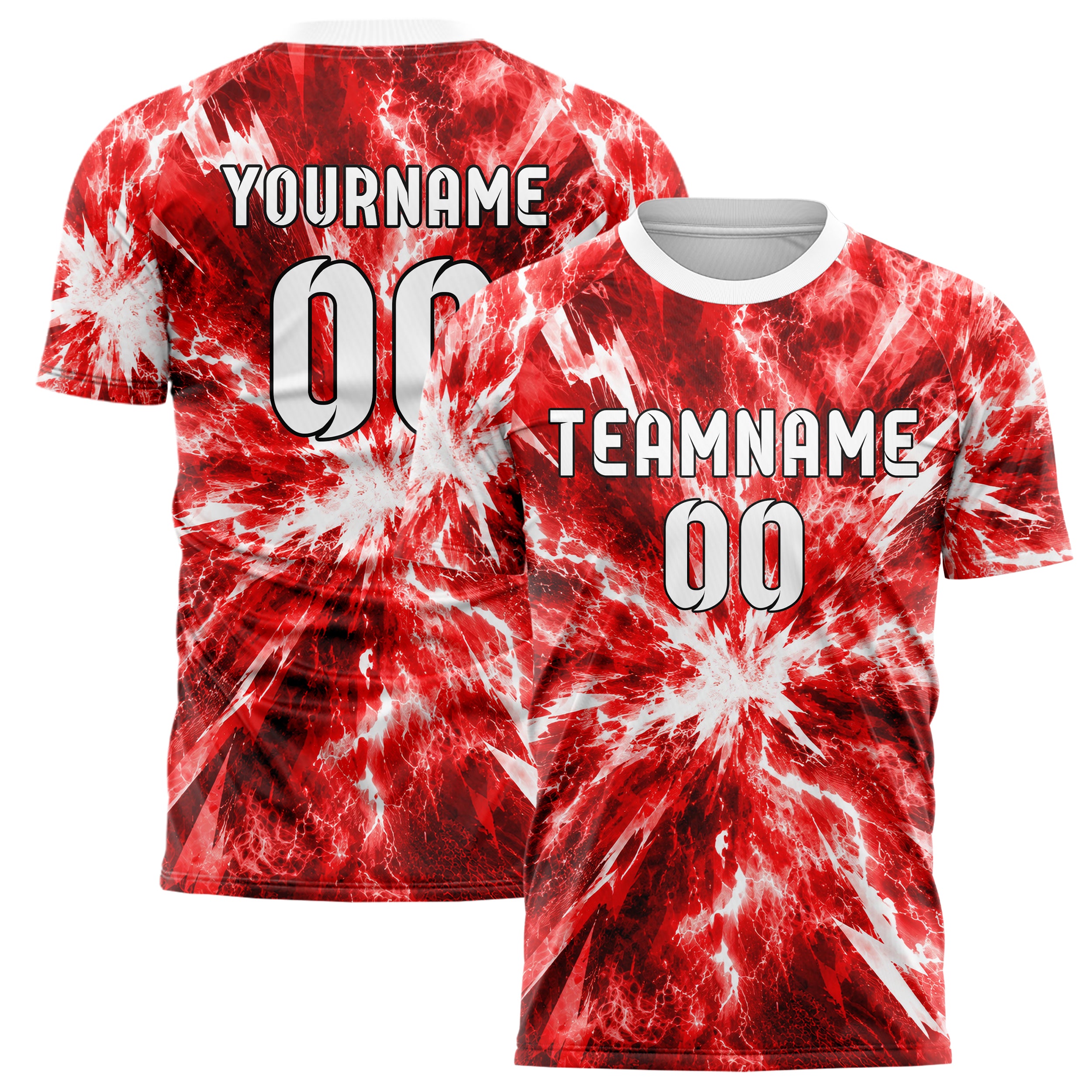 Rot klassisches Flammen Blitz Jagged Energy Burst Design 05-0031 individuelles Fußballtrikot main